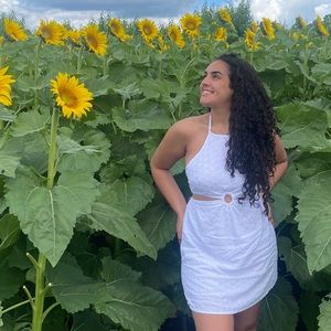 Cutout Little White Dress with lace detailing
